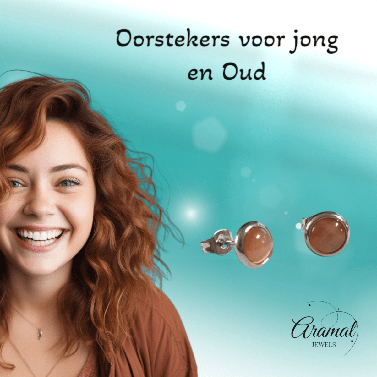 Stalen Kattenoog Oorbellen 8mm – Oranje/Rood - Aramat Jewels - Oorbellen - cadeautip