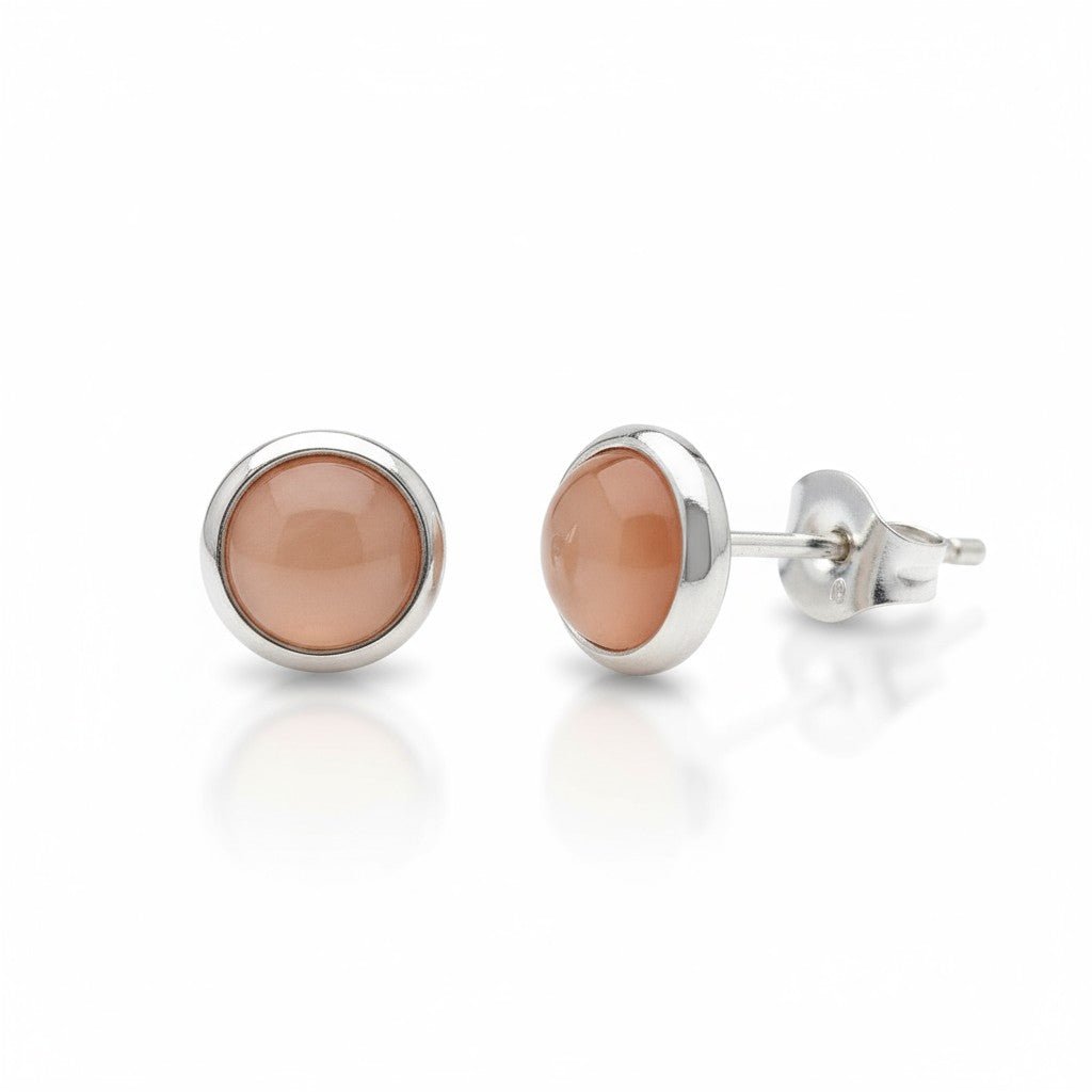 Stalen Kattenoog Oorbellen 8mm – Oranje/Rood - Aramat Jewels - Oorbellen - cadeautip