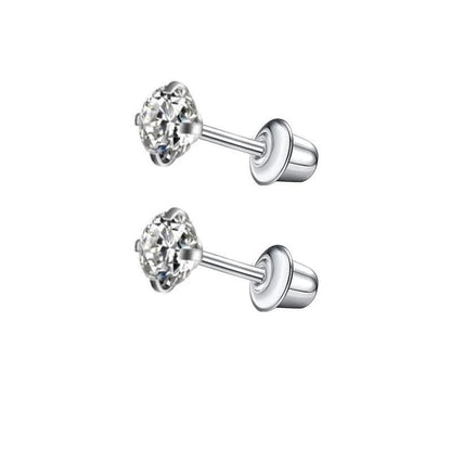 Stalen kinderoorbellen - 3mm zirkonia oorknopjes - schroefsluiting - oor6261 - 72427 - Oorbellen kopen# - 3mm - alles
