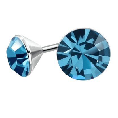 Stalen Kristal Oorbellen met saffierblauw steentje – Zilverkleur – 3mm - Aramat Jewels - Oorbellen - cadeautip