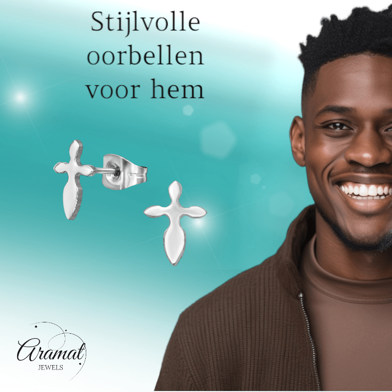 Stalen Kruisjes Oorbellen – Zilverkleur – 10x7mm - oor3472 - 11386 - Oorbellen kopen# - 10mm - alles - cadeau