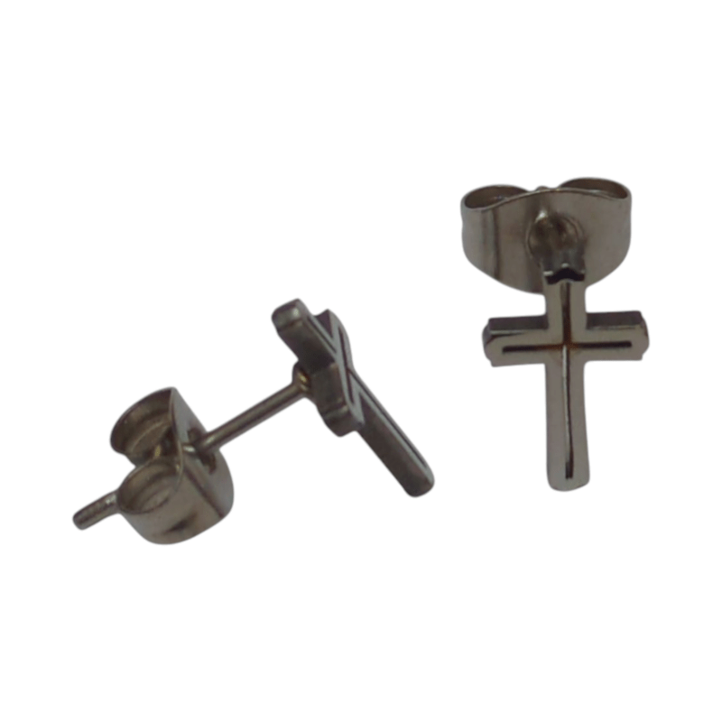 Stalen Kruisjes Oorbellen – Zilverkleurig – 10x6mm - oor3317 - Oorbellen kopen# - 10mm - alles - cadeau