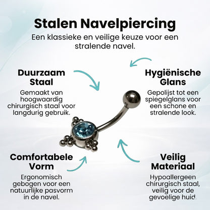 Stalen Navelpiercing Eline Aqua Blauw
