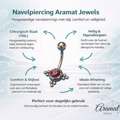 Stalen Navelpiercing Eline Paars Zirkonia