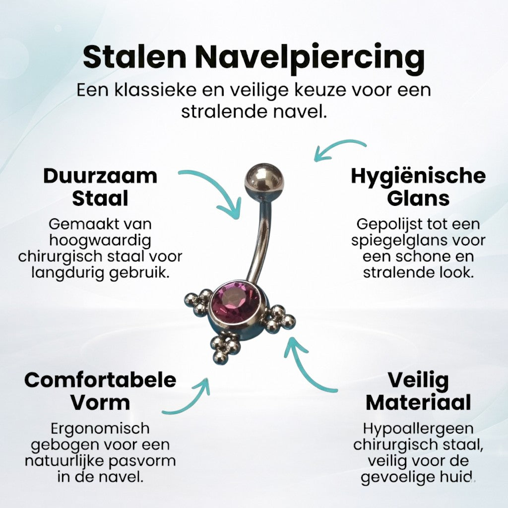Stalen Navelpiercing Eline Paars Zirkonia