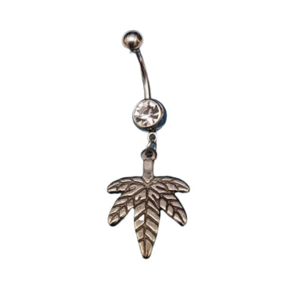 Stalen Navelpiercing met Weedblad Hanger