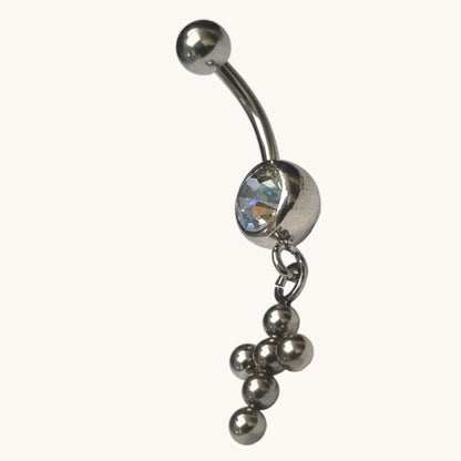 Stalen Navelpiercing met Zirkonia Bolletjes