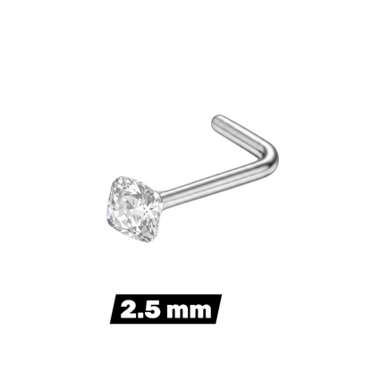 Stalen L-Neuspiercing Transparante Zirkonia – Zilverkleurig