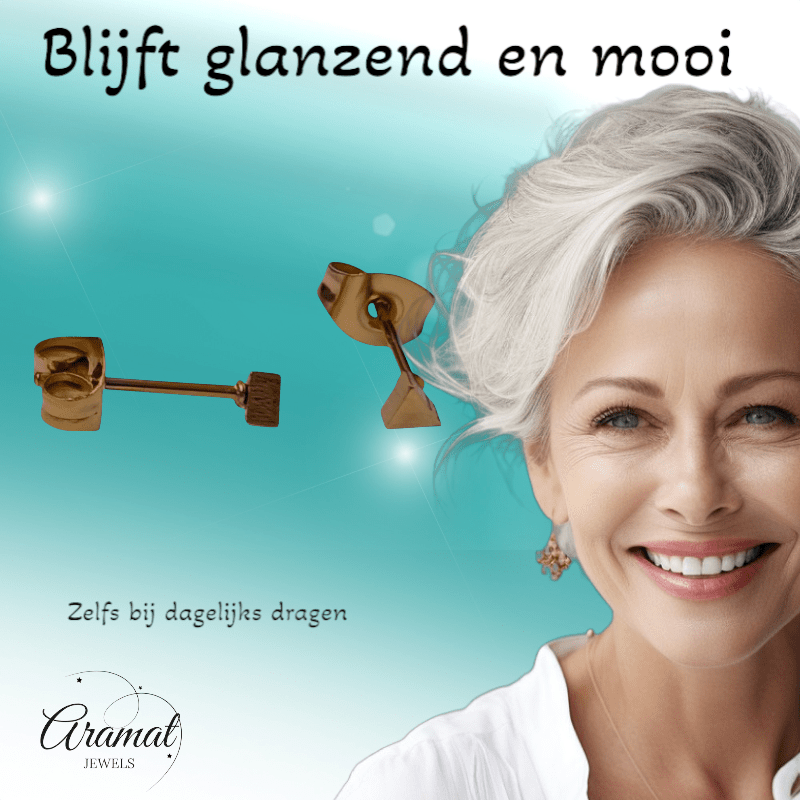 Stalen Oorbellen Driehoek Goudkleur – 3mm - Aramat Jewels - Oorbellen - cadeautip
