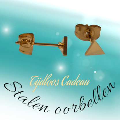 Stalen Oorbellen Driehoek Goudkleur – 4mm - Aramat Jewels - Oorbellen - cadeautip