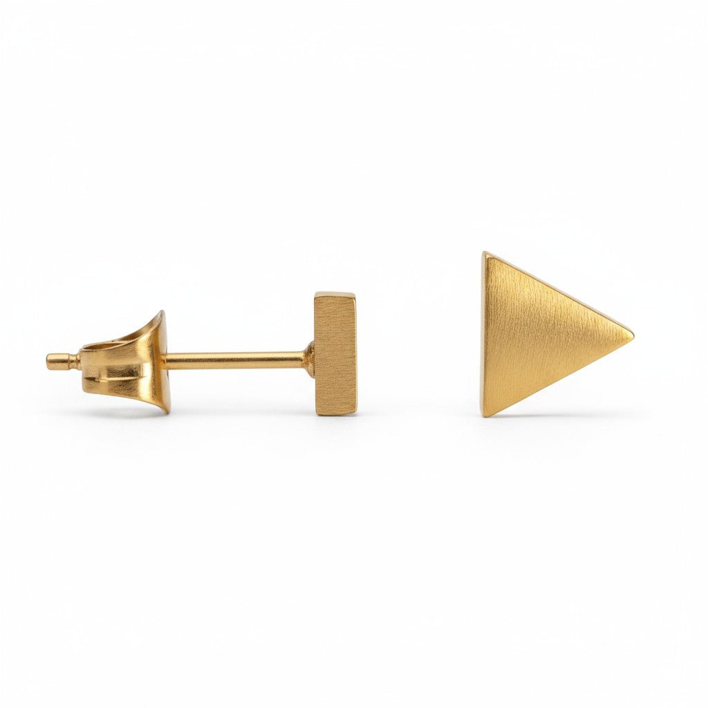 Stalen Oorbellen Driehoek Goudkleur – 4mm - Aramat Jewels - Oorbellen - cadeautip