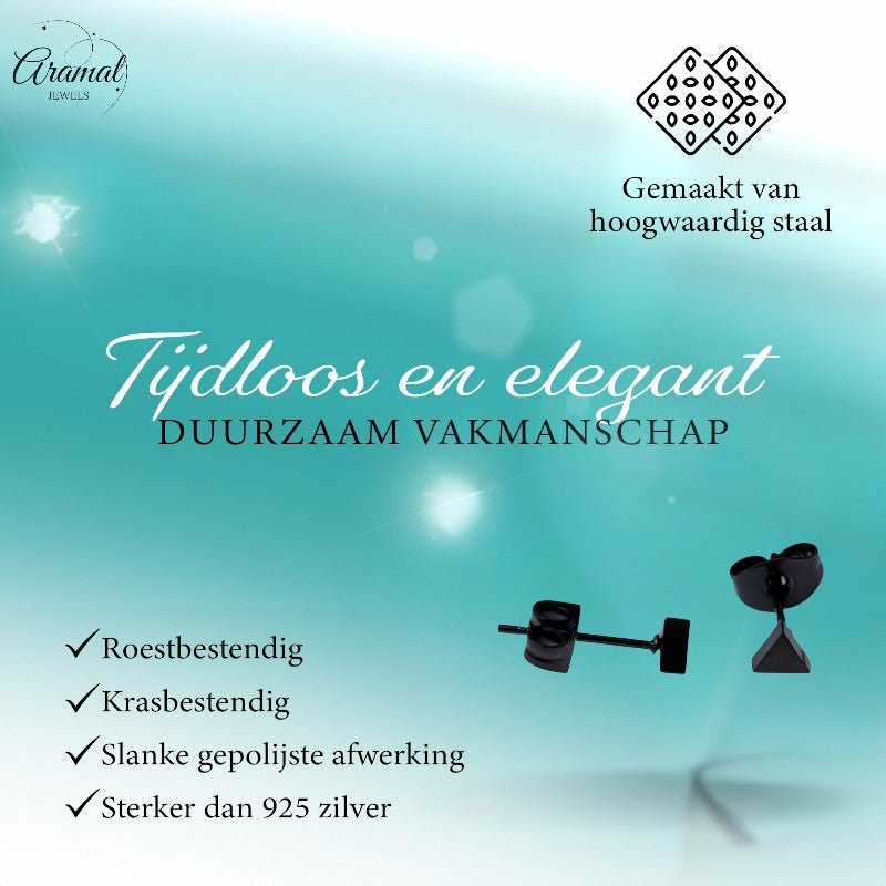 Stalen Oorbellen Driehoek Zwart – 4mm - Aramat Jewels - Oorbellen - cadeautip