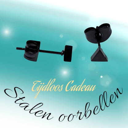 Stalen Oorbellen Driehoek Zwart – 4mm - Aramat Jewels - Oorbellen - cadeautip