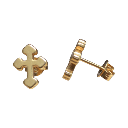 Stalen Oorbellen kruisje – Goudkleur – 11x9mm - Aramat Jewels - Oorbellen - cadeautip