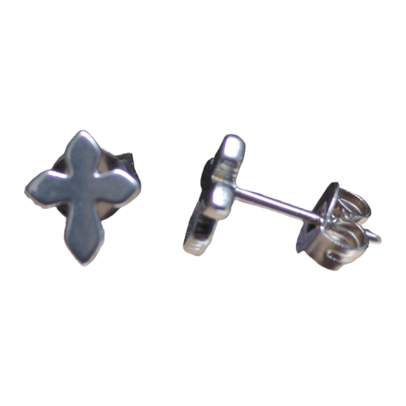 Stalen Oorbellen met kruisje – Zilverkleur – 8x7mm - oor2092 - XE19989 - Oorbellen kopen# - 8mm - alles - cadeau