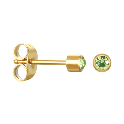Stalen Oorstekers 3mm - Lichtgroen Kristal - oor575 - XE38687 - Oorbellen kopen# - 3mm - alles - cadeau