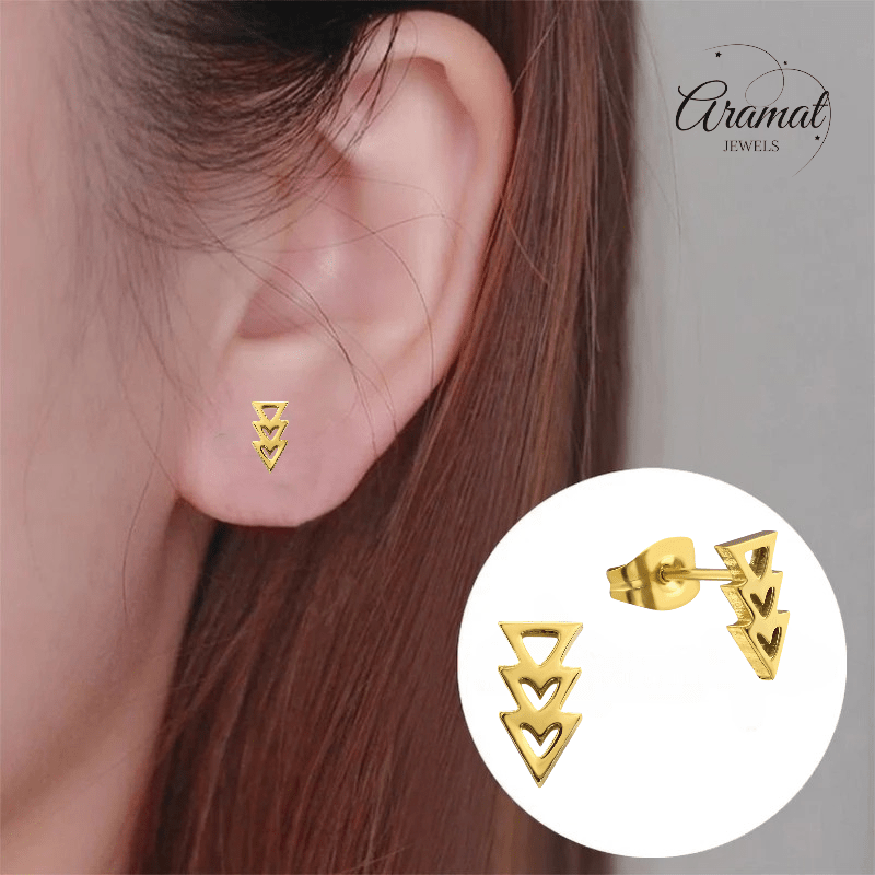 Stalen pijltjes oorbellen goudkleur 9x5mm - oor3463 - 29799 - Oorbellen kopen# - 9mm - alles - cadeau