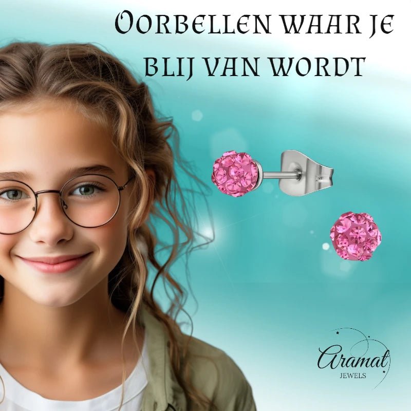 Stalen Shamballa Oorbellen - 4,5mm - oor2443 - 31879 - Oorbellen kopen# - 4.5mm - alles - blauw