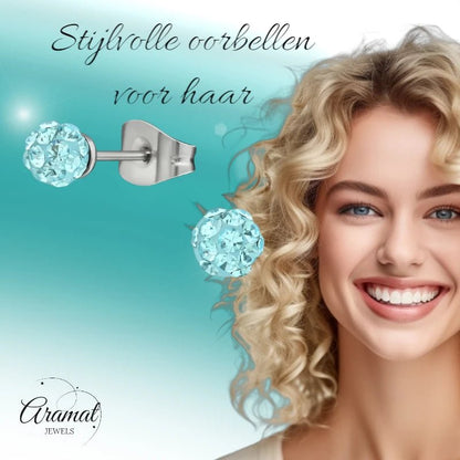 Stalen Shamballa Oorbellen - 4,5mm - oor2443 - 31879 - Oorbellen kopen# - 4.5mm - alles - blauw