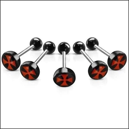 Een paar zwart en rood titanium staal 31604