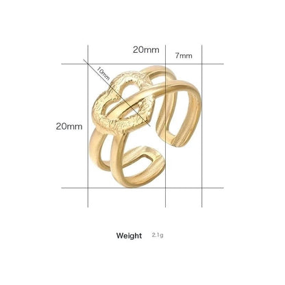 Stalen Verstelbare Open Ring - Bewerkt Hartje - One Size - ring260 - 80121 - Ringen kopen