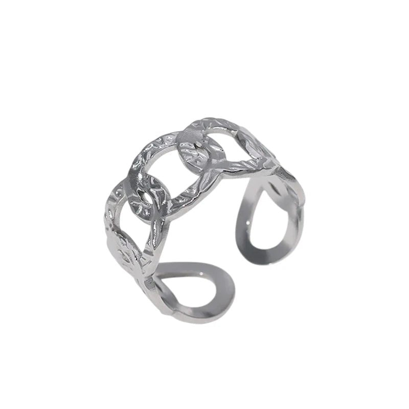 Stalen Verstelbare Open Ring - Bewerkte Schakels - 10mm - ring256 - 161802 - Ringen kopen