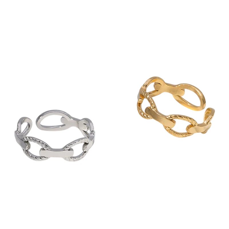 Stalen Verstelbare Open Schakel Ring - One Size - RVS - ring251 - 161437 - Ringen kopen