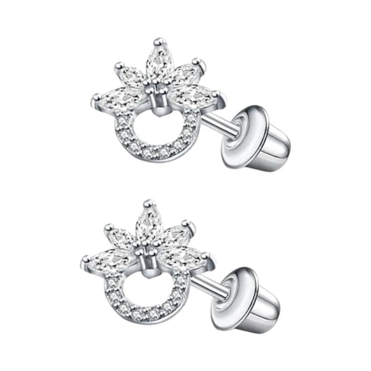 Stalen zirkonia Oorbellen 10mm - schroefsluiting - oor6276 - 72445 - Oorbellen kopen# - 10mm - alles - bloem