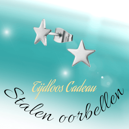 Ster oorstekers zilverkleur RVS – 8mm sprankelend - Aramat Jewels - Oorbellen - cadeautip