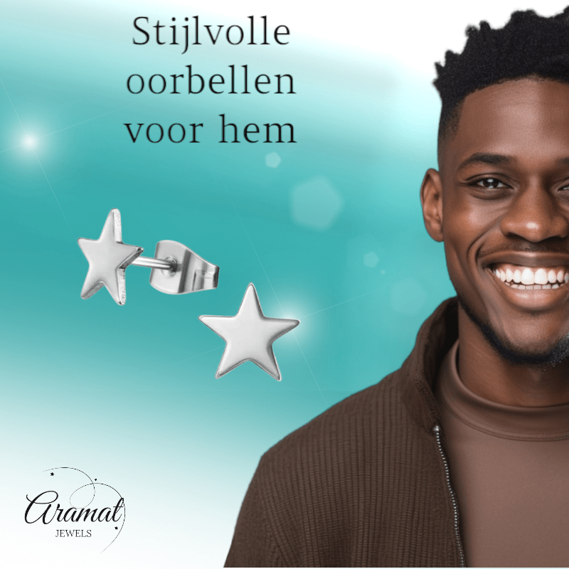 Ster oorstekers zilverkleur RVS – 8mm sprankelend - Aramat Jewels - Oorbellen - cadeautip