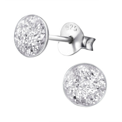 Sterling Zilveren Oorstekers Transparant Glitter 5mm - Aramat Jewels - RVS Sieraden - Oorbellen - cadeautip