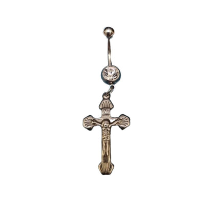 Stijlvolle Stalen Navelpiercing met Kruis Hanger