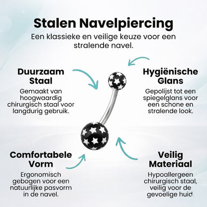 Stijlvolle Sterren Stalen Navelpiercing