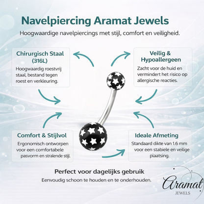 Stijlvolle Sterren Stalen Navelpiercing