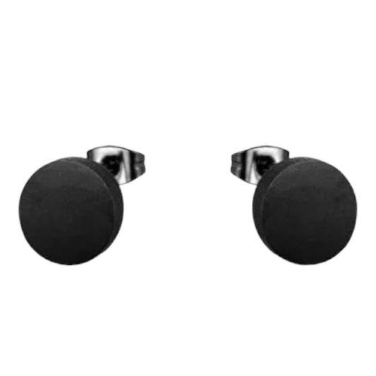 Stoere Zwarte Ronde Oorbellen - 10mm RVS - oor1970 - Oorbellen kopen# - 10mm - alles - cadeau