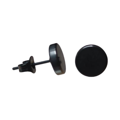 Stoere Zwarte Ronde Oorbellen - 8mm RVS - oor3156 - Oorbellen kopen# - 8mm - alles - cadeau
