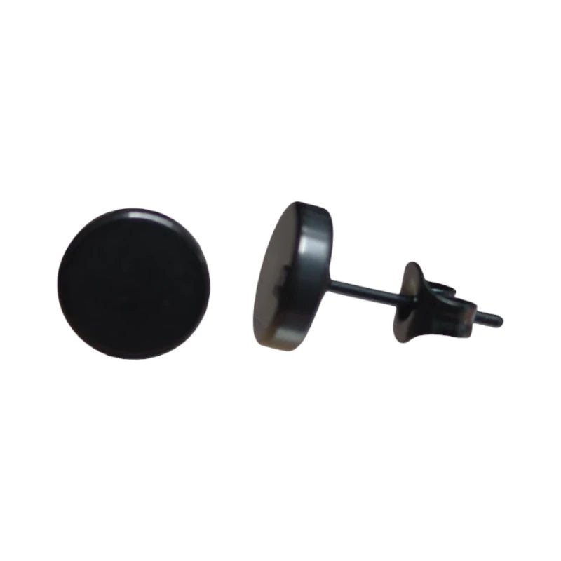 Stoere Zwarte Ronde Oorbellen - 8mm RVS - oor3156 - Oorbellen kopen# - 8mm - alles - cadeau