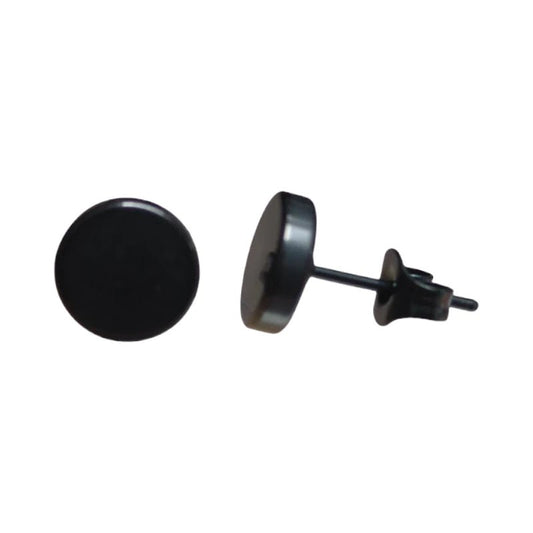 Stoere Zwarte Ronde Oorbellen - 8mm RVS - oor3156 - Oorbellen kopen# - 8mm - alles - cadeau