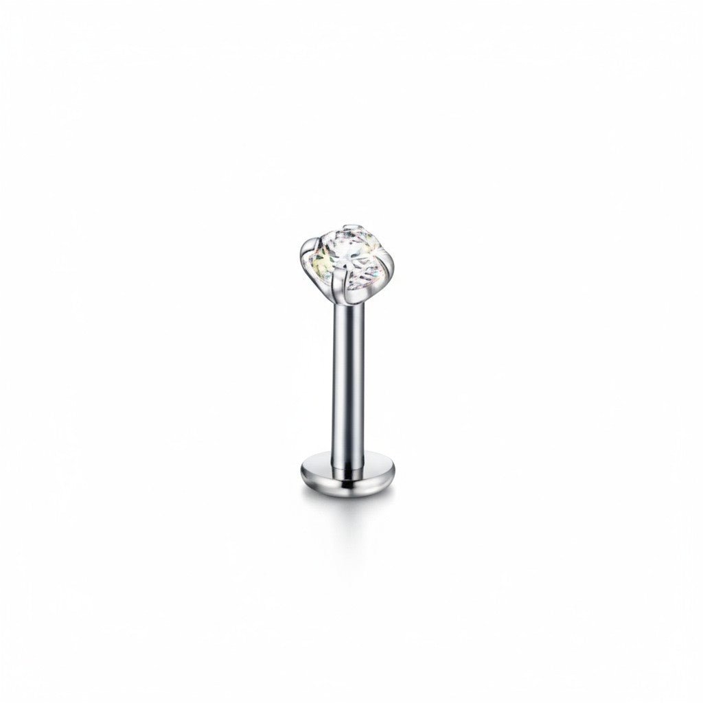 Tragus Helix Piercing – Zilverkleur – AB Zirkonia (4mm) - Aramat Jewels - Piercings - cadeautip