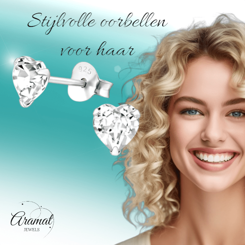 Transparante Hartjes Oorstekers 5 mm - oor1294 - 24394 - Oorbellen kopen# - 5mm - 925 Zilver - alles