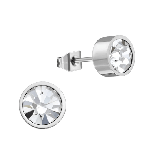 Transparante kristal oorstekers – 5mm zilver RVS - Aramat Jewels - Oorbellen - cadeautip
