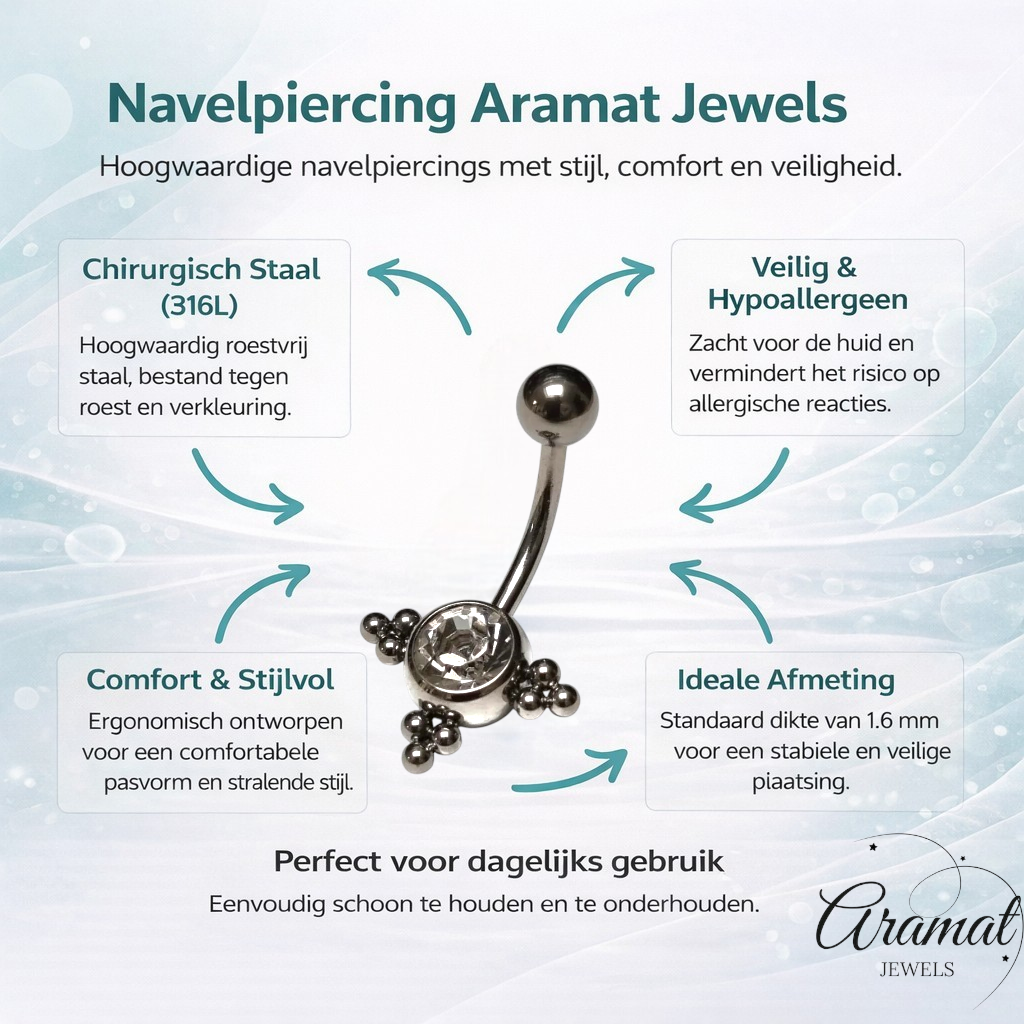 Transparante Zirkonia Dots Navelpiercing