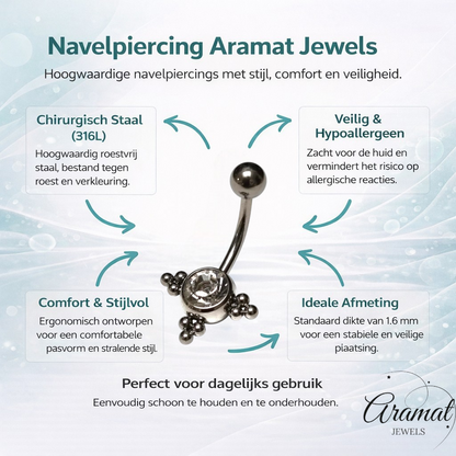 Transparante Zirkonia Dots Navelpiercing