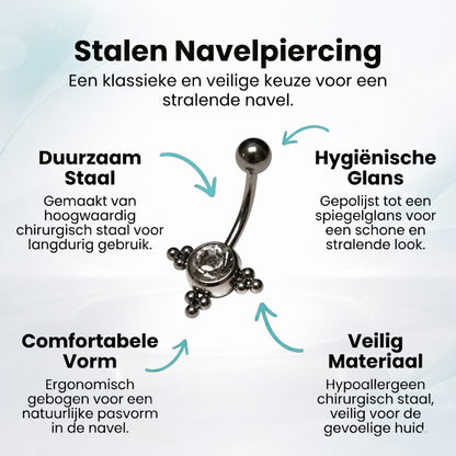 Transparante Zirkonia Dots Navelpiercing