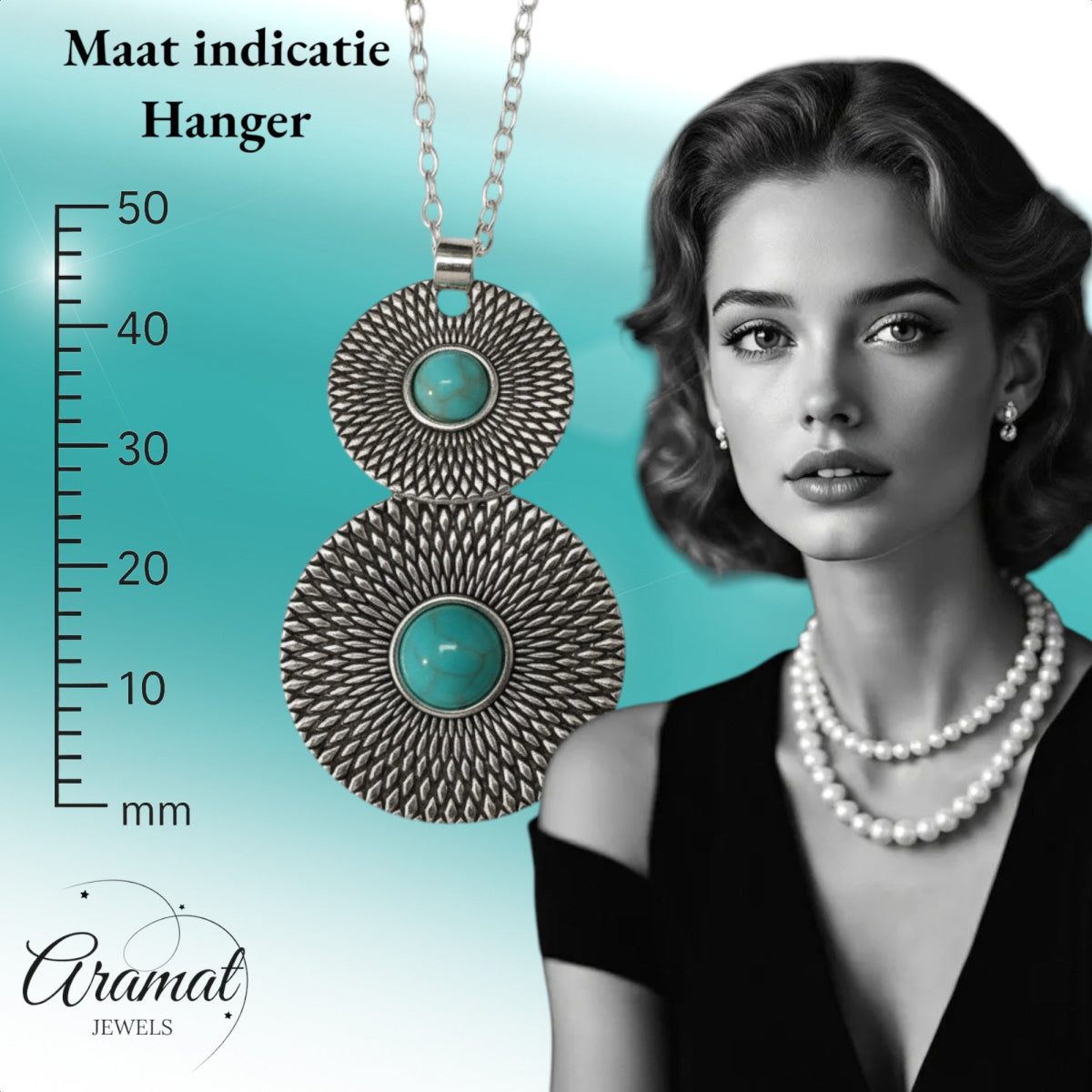 Trendy Bohemien Halsketting met Gemarmerde Steen - Aramat Jewels - Halskettingen - cadeautip