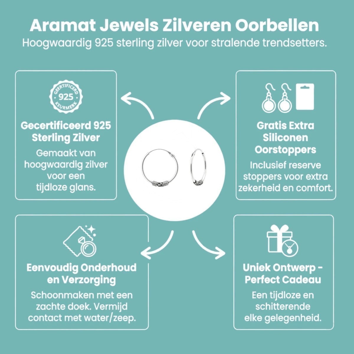 Trendy Geoxideerde Bali Oorringen 18mm - Aramat Jewels - Oorringen - cadeautip