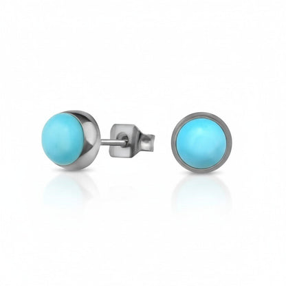Turkoois Blauwe 6mm Oorbellen - Aramat Jewels - Oorbellen - cadeautip