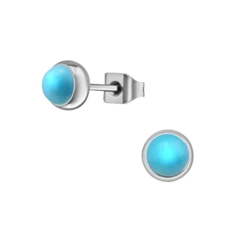Turquoise Stalen Oorbellen – 5mm Zilverkleurig - oor1924 - 34482 - Oorbellen kopen# - 5mm - alles - blauw
