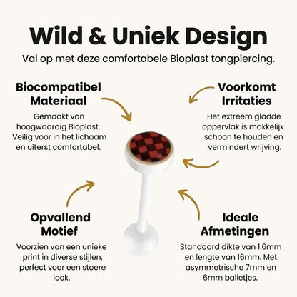 Drie witte en rode oordopjes met rood geruit ontwerp