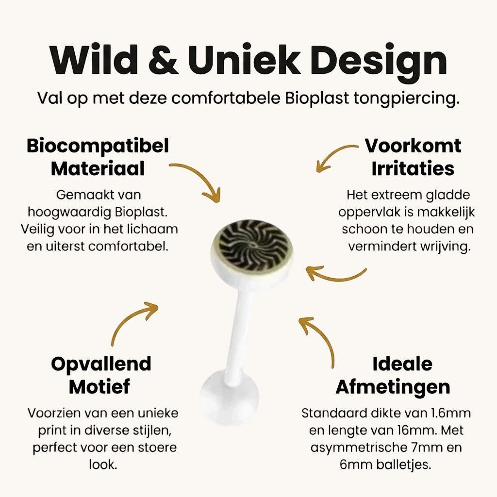 Een paar oortelefoons met een zwart-wit cirkelontwerp